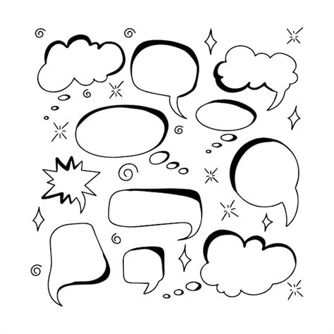 Vector Doodle Corazones Discurso Dibujado A Mano Burbujas Conjunto