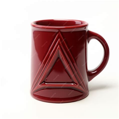 Premium Photo | Red Triangle Mug With Realistic Detailing In Zbrush Style