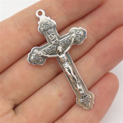 925 Sterling Silver Antique Italy Crucifix Cross Pendant Etsy