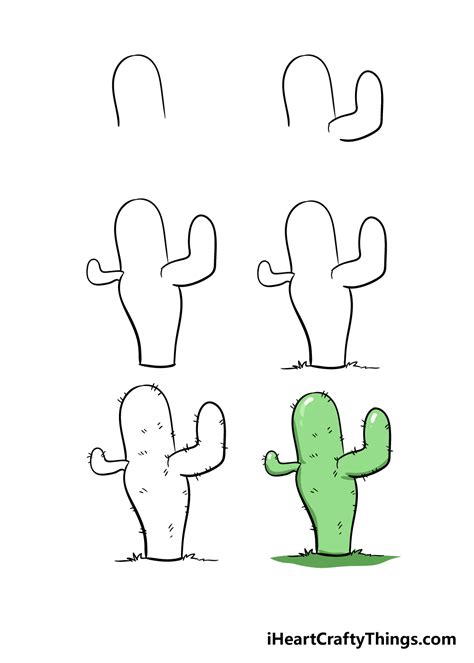 Cactus Drawing - How To Draw A Cactus Step By Step