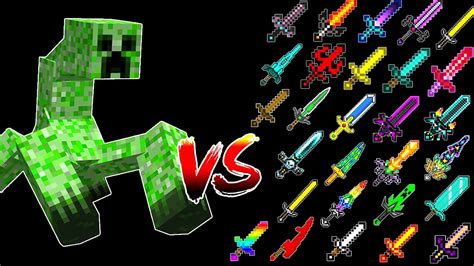 Mutant Creeper Vs All Minecraft Swords Minecraft Battle Youtube