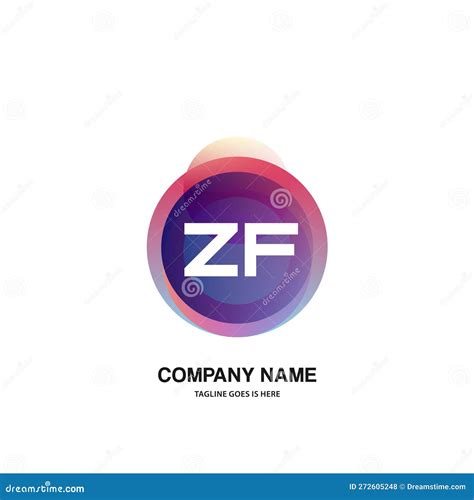 Zf Initial Logo With Colorful Circle Template Vector Stock Vector