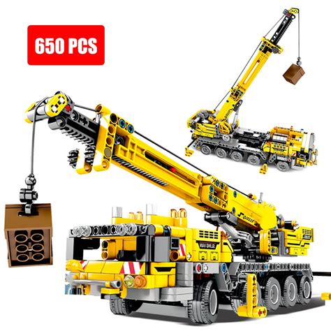 S Rie Ville Technique Grue Mobile Jaune Camion D Ing Nierie Ensemble