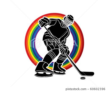 Ice Hockey Player Action Graphic Vector Stock Illustration