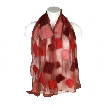 Red Silk Chiffon Scarf With Nuno Felted Merino Folksy