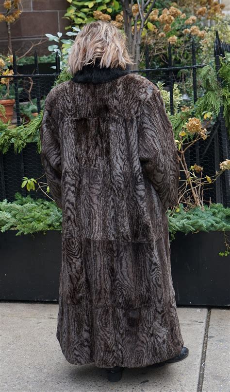 Preowned Full Length Printed Rabbit Coat 4847 Kaufman Furs