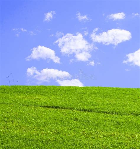 Grassy Green Hill Stock Image Image Of Grass Clouds 14067699