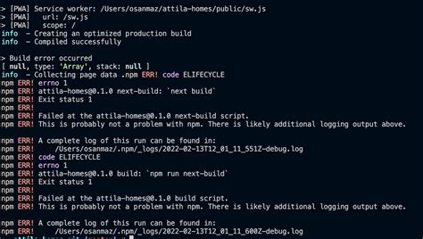 Npm Run Build Build Error Occurred Null Type Array Stack Null