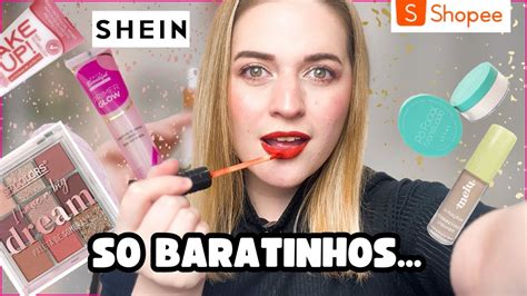 Testando Maquiagens Baratinhas Da Shein E Da Shopee Youtube