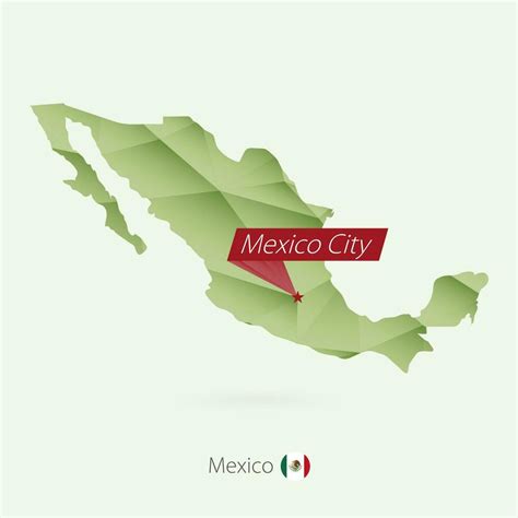 Green gradient low poly map of Mexico with capital Mexico City 36478174 ...