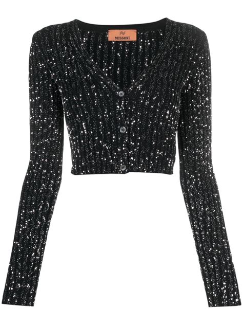 Missoni Sequin Embellished V Neck Cardigan Black FARFETCH