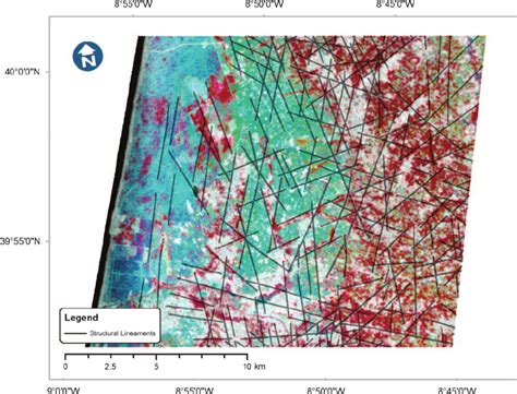 Interpreted Structural Lineaments Over A Landsat 7 Enhanced Thematic