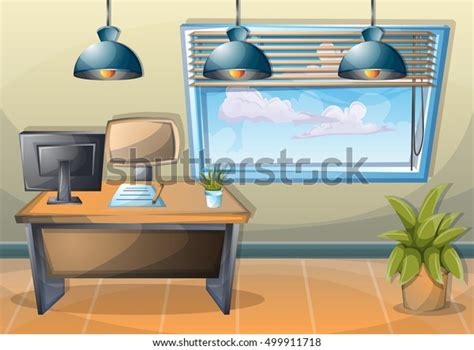 Cartoon Vector Illustration Interior Office Room Stock Vector (Royalty Free) 499911718 ...