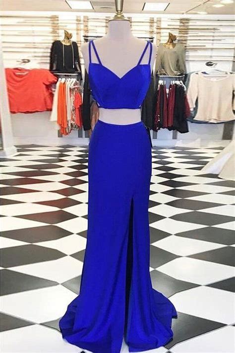 Sexy Two Piece Royal Blue Prom Dresses 2 Piece Prom Dress Evening Party