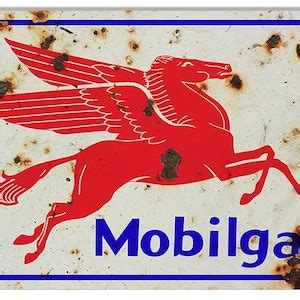 Mobilgas Pegasus Sign Vintage Aged Style Large 16 X 24 Inch 040 Gauge