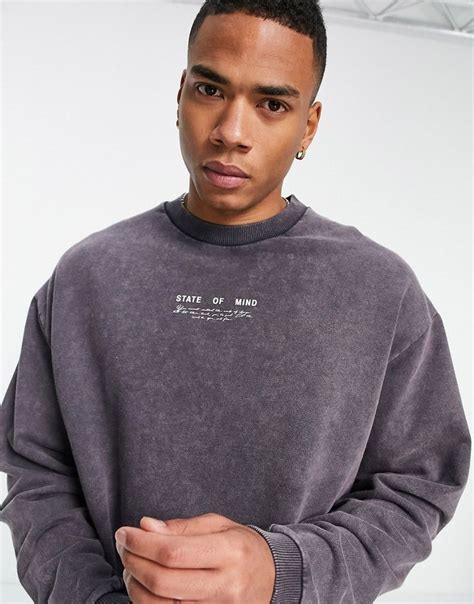 Asos Design Oversized Sweatshirt With Reverse Panels And Back Print