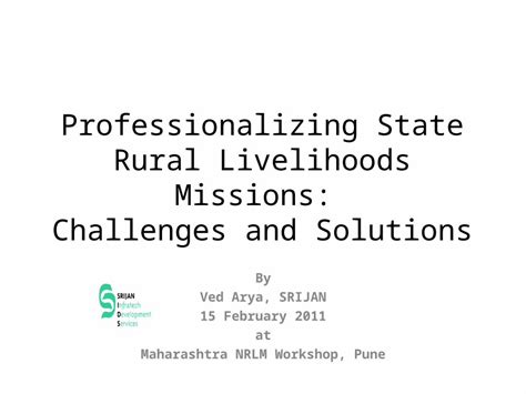 Ppt Professionalizing State Rural Livelihoods Missions Challenges