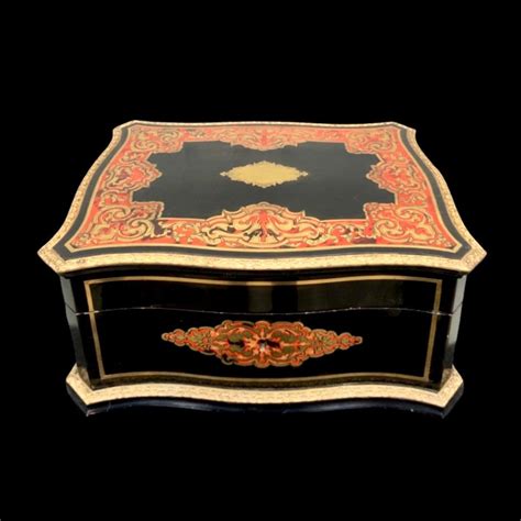 Proantic Coffret En Bois Noirci Avec Incrustations De Style Boulle