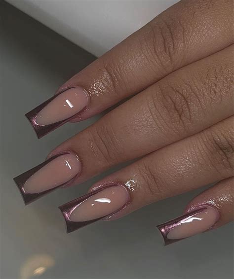 Pink Chrome French Tip Nagelideeën Nagels Acrylnagels