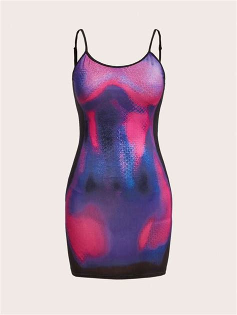 Shein Icon Plus Heat Body Map Print Cami Bodycon Dress Shein Uk