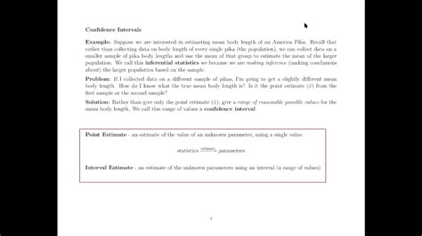 Introduction To Confidence Intervals YouTube