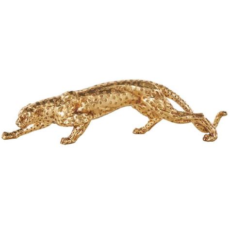 Litton Lane Gold Resin Leopard Sculpture With Textured Spots 046278