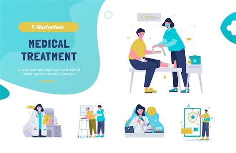 Premium Vector Medical Treatment Flat Design Illustration Pack