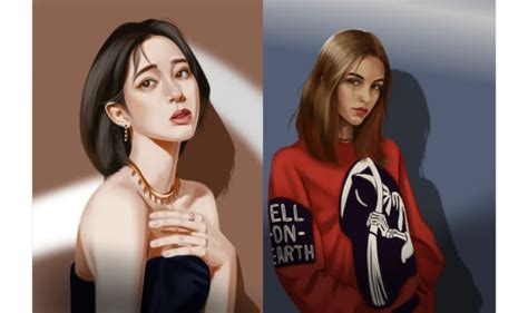 Draw a realistic digital portrait with a simple background by Hidvio ...