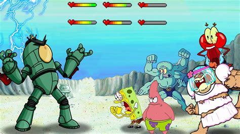 Plankton [power Of Robots] In Hard Tournament With Spongebob Patrick Squidward Sandy Mr