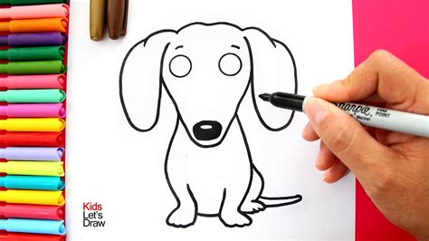 Aprende a dibujar un PERRO DACHSHUND Salchicha Teckel Vienesa Fácil