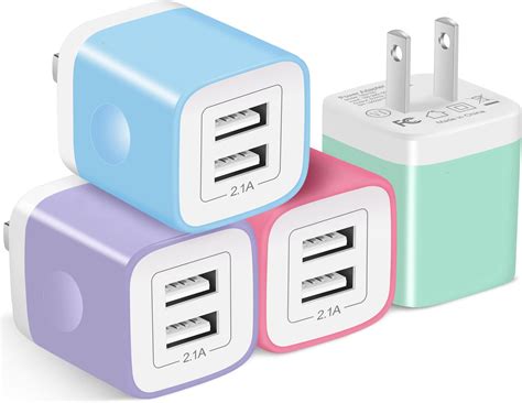 Amazon.com: X-EDITION USB Wall Charger, 4-Pack 2.1A Dual Port USB Cube