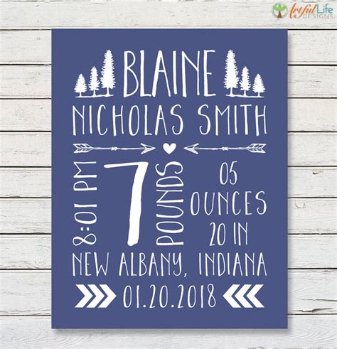 Woodlands Nursery Adventure Nursery Birth Stats | Etsy