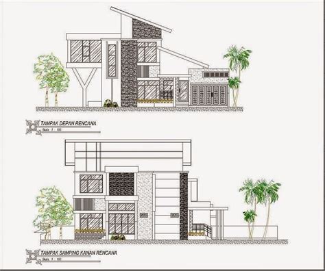 Desain Rumah 002 Contoh Desain Dan Gambar Kerja Rumah Tinggal 2 Lantai