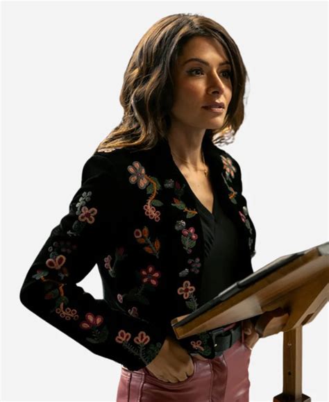 Sex Life Season Sarah Shahi Floral Embroidered Jacket