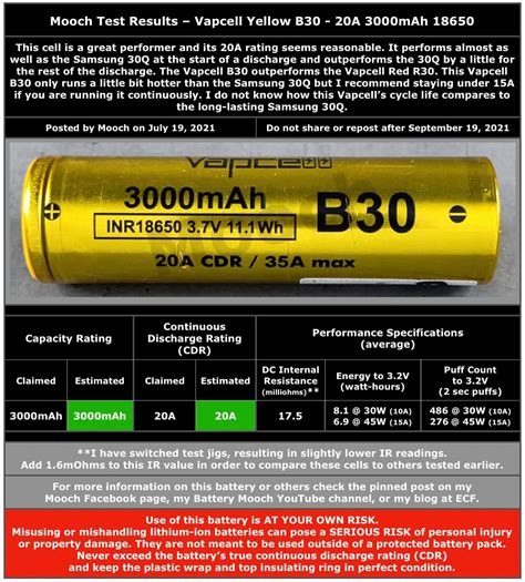 Vapcell B30 18650 3000mah 20A 35A Vapcell Batteries And Chargers