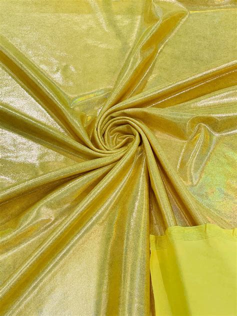 Yellow Mystique Nylon Spandex Iridescent Foggy Foil Way Stretch