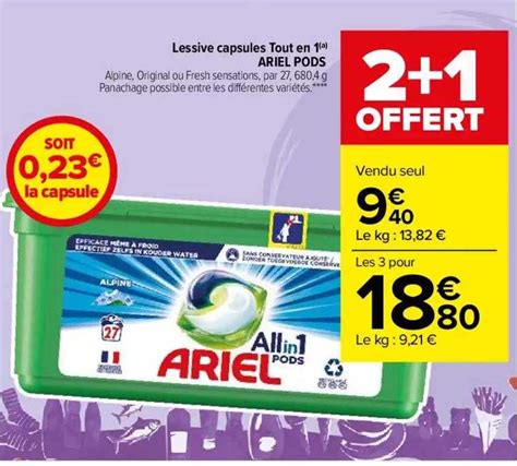 Promo Lessive Capsules Tout En Ariel Pods Chez Carrefour Market