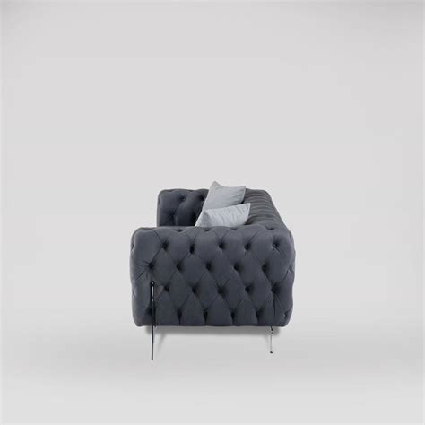 Buy London London Dark Grey Velvet Fabric Seater Chesterfield Style