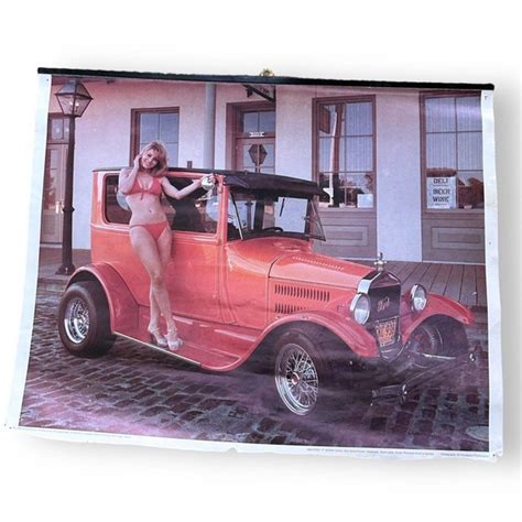 Unbranded Art 926 Ford T Sedan Playboy Playmate Poster Hot Rod Bikini Man Cave Vintage