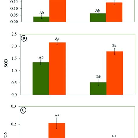 Specific activity of antioxidant enzymes A Catalase CAT μmol min