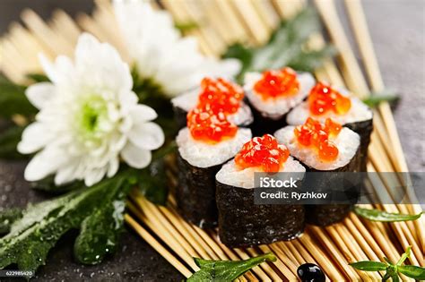 Ikura Sushi Roll Stock Photo - Download Image Now - Asia, Caviar, Cultures - iStock