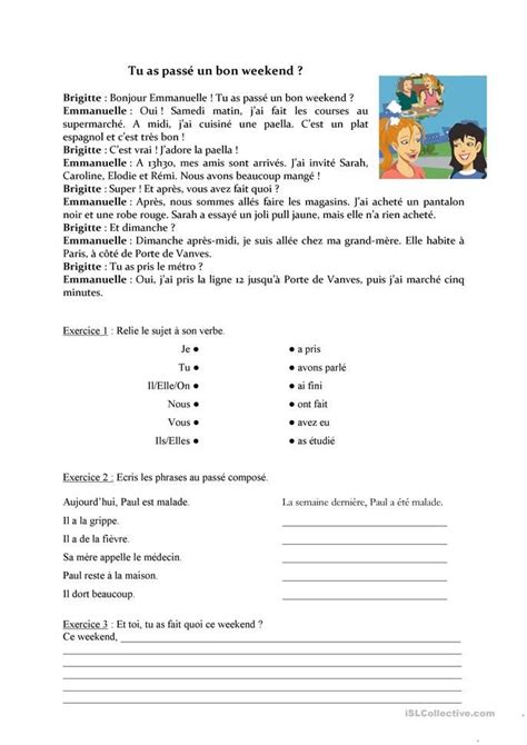 Le Passé Composé Learn French French Worksheets Teaching French