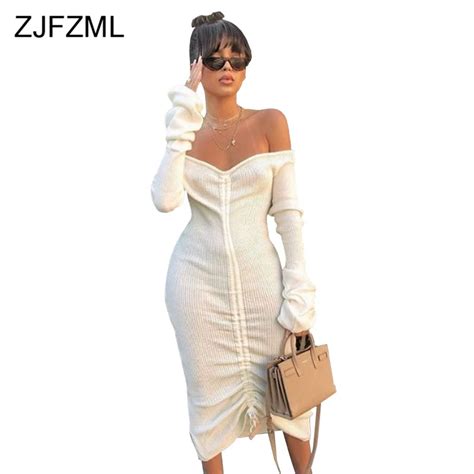 Buy Front Drawstring Sexy Bandage Dresses Women White