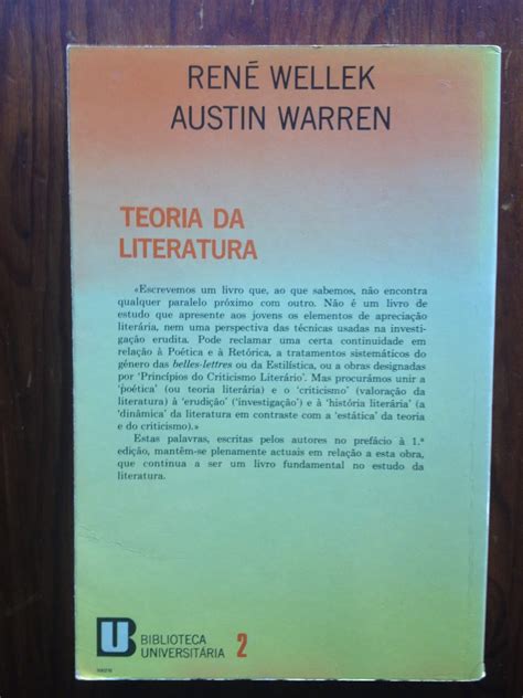 Livraria da Lapa René Wellek e Austin Warren Teoria da Literatura