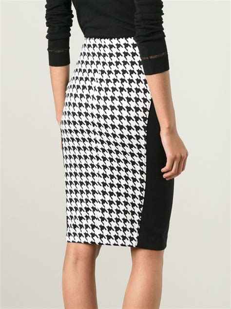 Michael Kors Houndstooth Print Pencil Skirt In Black Lyst