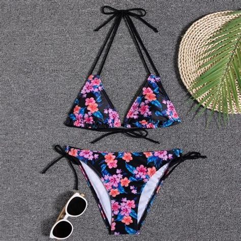 Ensemble de bikini Maillot de bain brésilien imprimé floral string sexy