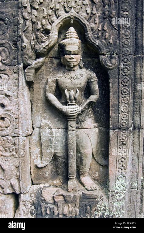 Sculpture Of A Sacred Sword Carrying Guardian At The Ancient Hindu