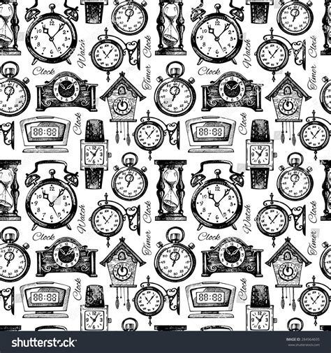 Hand Drawn Clocks Watches Vintage Hand Stock Vector (Royalty Free ...