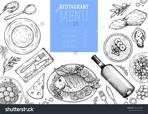 Food Top View Sketch Illustration Hand Stock Vector (Royalty Free) 1852159099 | Shutterstock