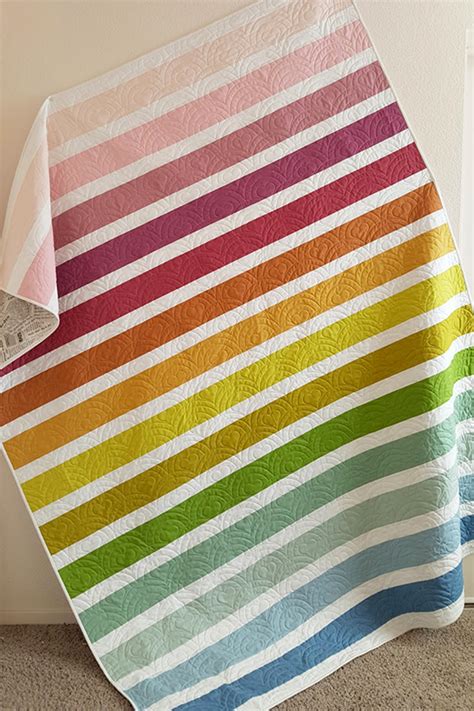 Quilting Land: Muted Rainbow Stripe Quilt